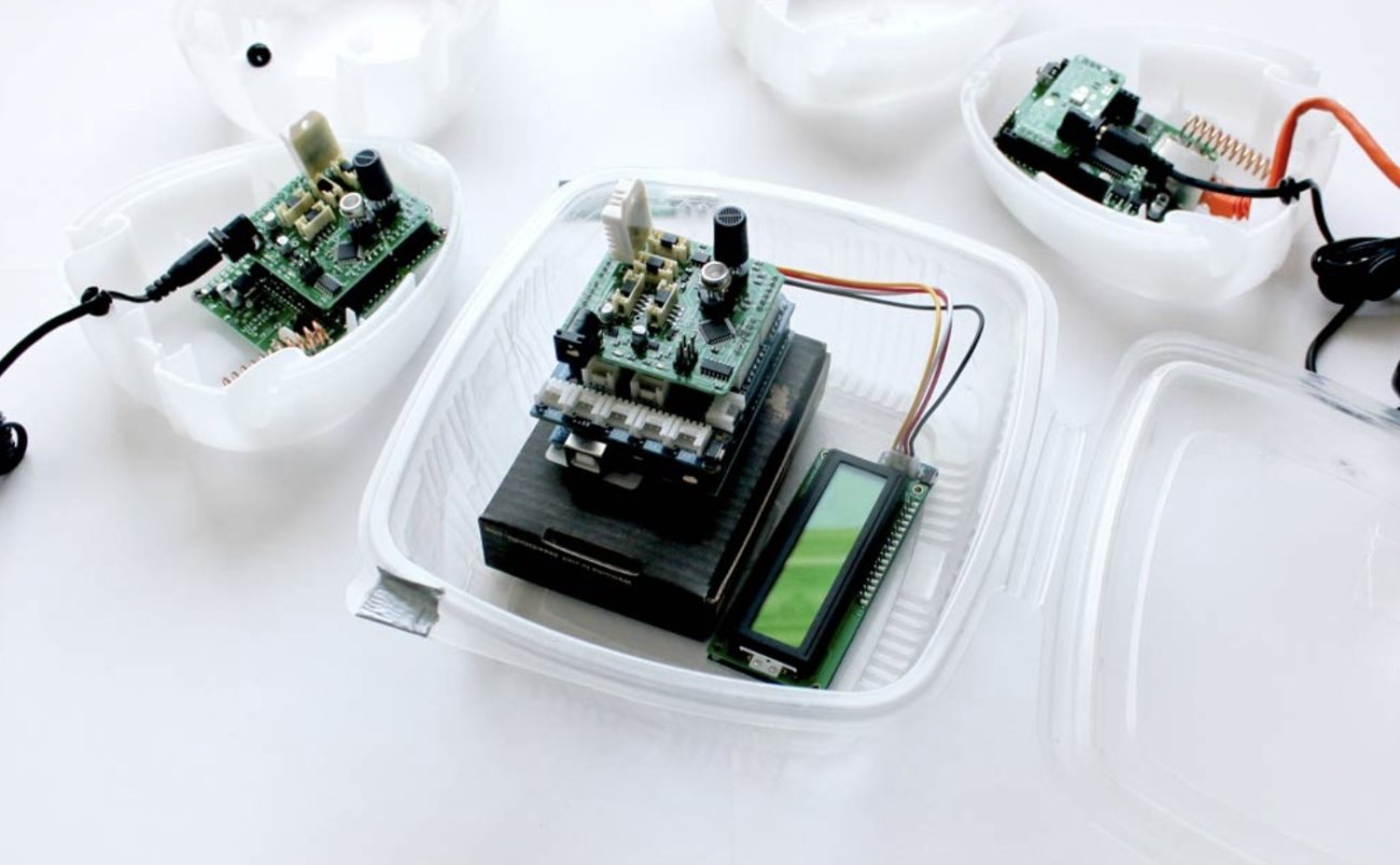 electronic sensor in clear plastic box